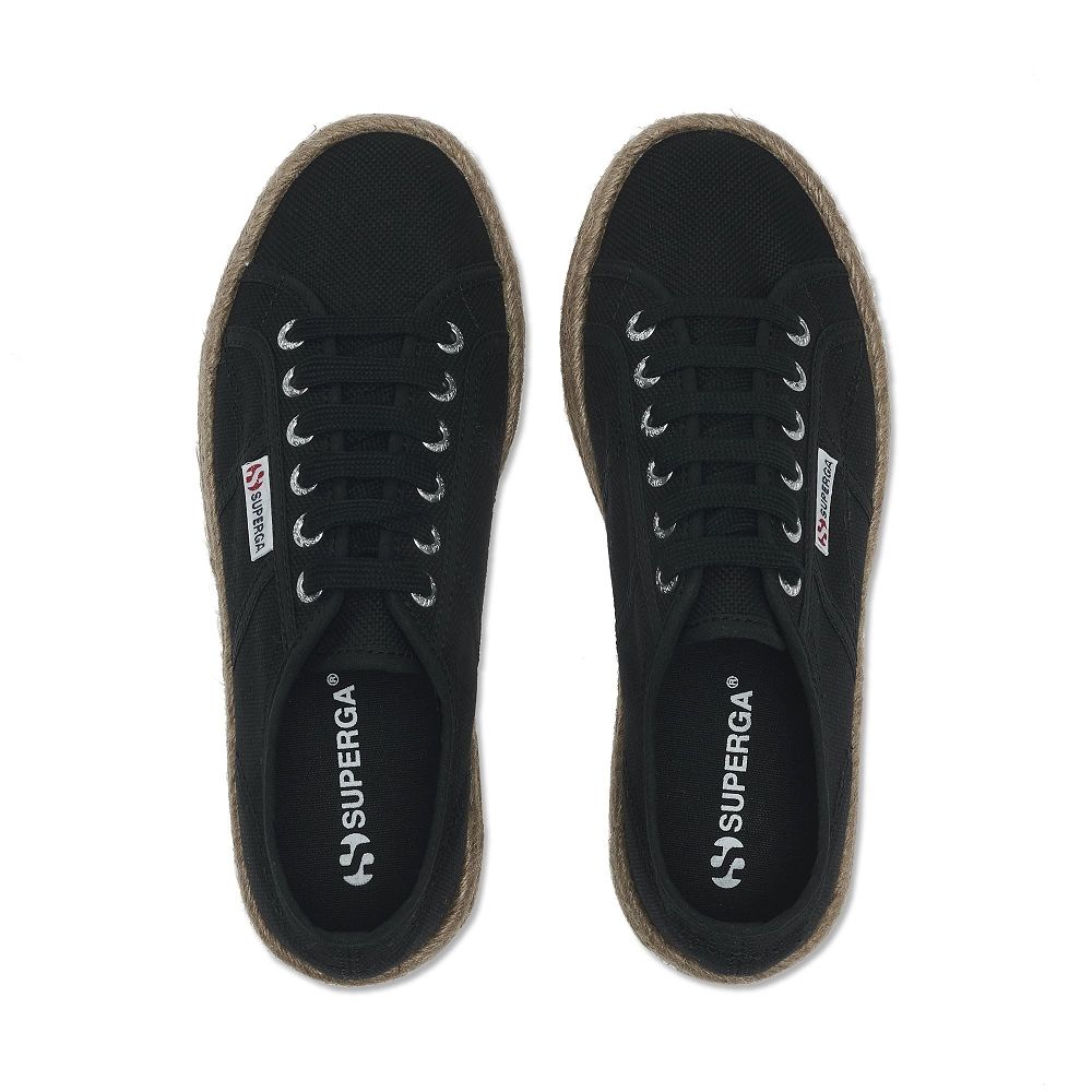 Superga 2790 Rope Black Platform Sneakers - Women's Sneakers USA | US8015771